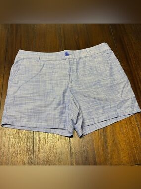 LOFT Outlet Monroe 6” Shorts Women 12 Blue Chambray Breathable Cotton Flat Front